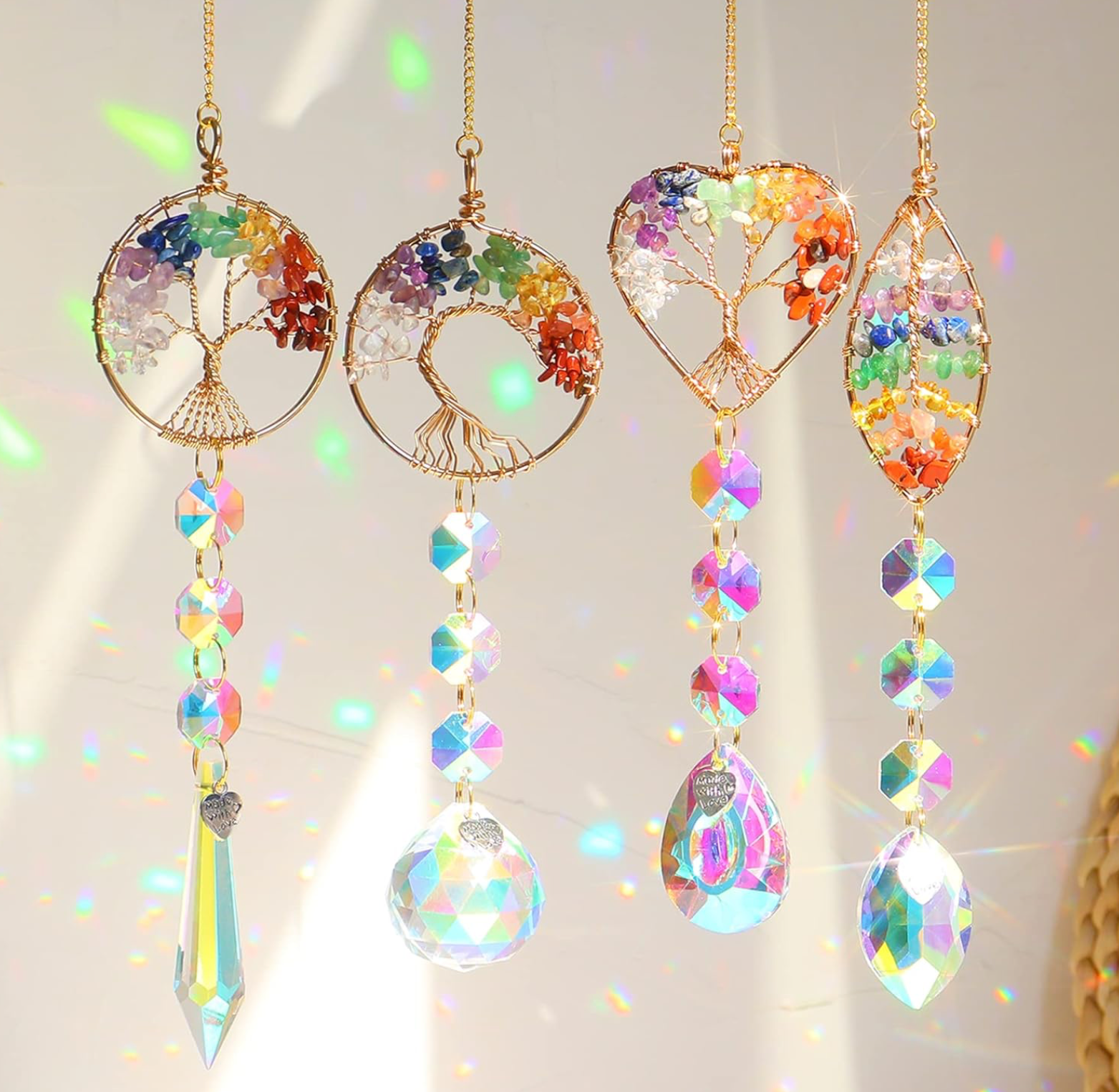 4pc Chakra moon leaves SunCatcher
