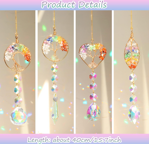 4pc Chakra moon leaves SunCatcher