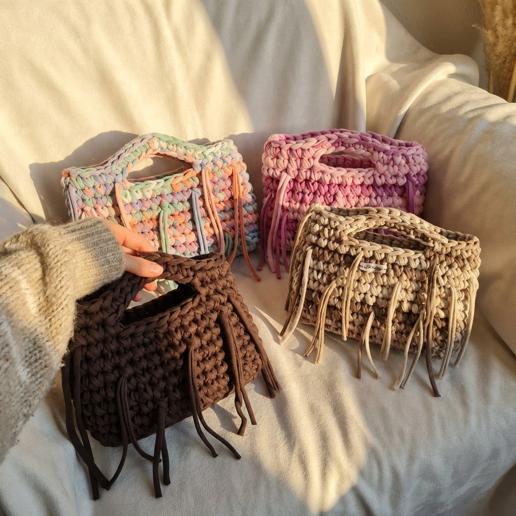 Redfeather Crochet fringed handbag